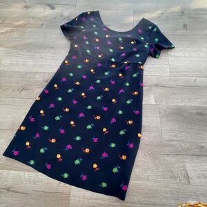Lilly Pulitzer Black & Rainbow Rose 100% Silk Dress Women's 10 Whimsygoth Preppy